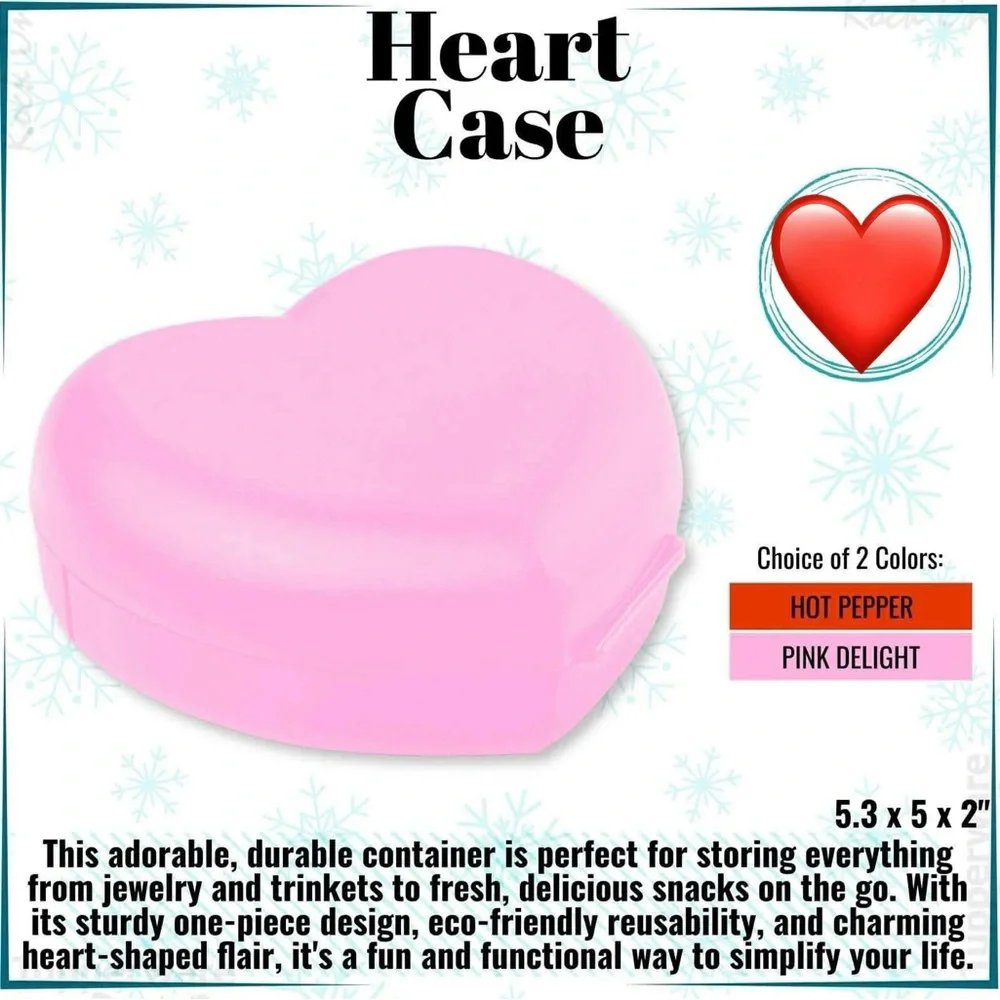Tupperware Heart Cases - set of 2 in Hot Pepper and Pink Delight